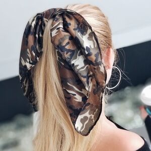 Video! Camo Print Scarf Hair Tie mask Bandana